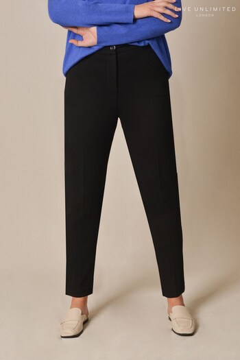 Live Unlimited Shorter Length Curve Tapered Woven Black Trousers With Pockets (D60779) | £79
