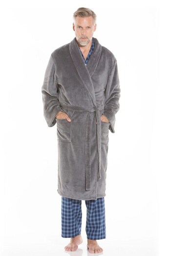 Savile Row Co Grey Fleece Dressing Gown (D60861) | £50
