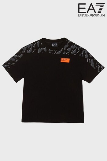 Emporio Armani EA7 Boys Black Camo Graphic T-Shirt (D60876) | £60