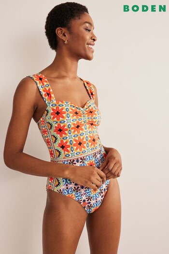 Boden Red Pleated Strap Swimsuit (D61039) | £80