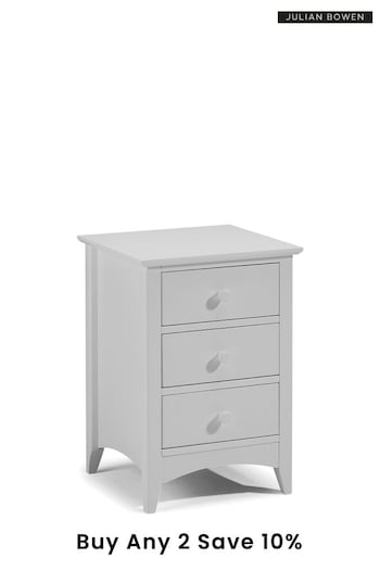 Julian Bowen Dove Grey Cameo 3 Drawer Bedside Table (D61051) | £150