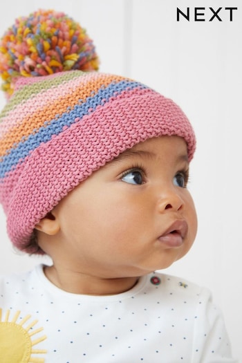Bright Rainbow Baby Pom Hat (0mths-2yrs) (D61060) | £6