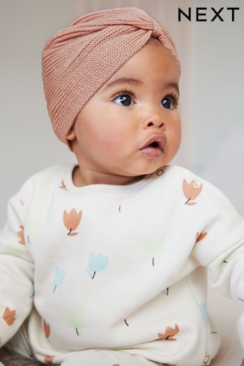 Rust Brown Knitted Baby Turban Hat (0mths-2yrs) (D61071) | £6
