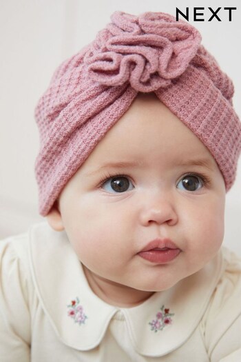 Mauve Purple Knitted Baby Turban Hat (0mths-2yrs) (D61072) | £7