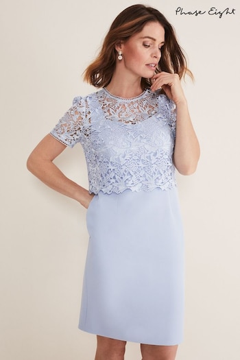 Phase Eight Blue Isabella Lace Dress (D61099) | £169