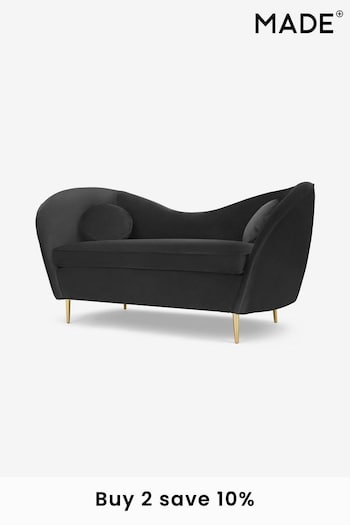 MADE.COM Modern Velvet Charcoal Grey Kooper 2 Seater Sofa (D61106) | £875