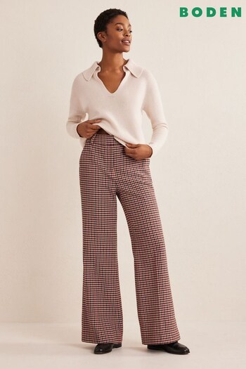 Boden Natural Relaxed Flare Wool Trousers (D61133) | £130