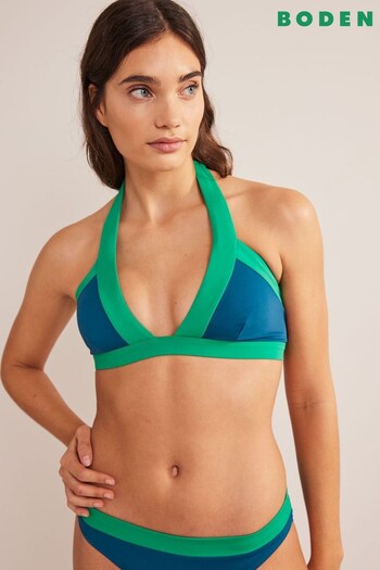 Boden Blue Panelled Halter Bikini Top (D61140) | £35