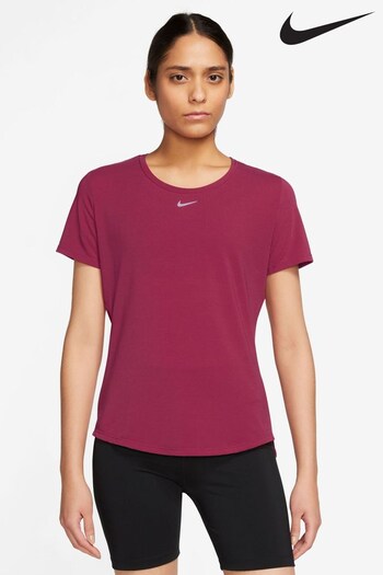 Nike Dark Pink Dri-FIT UV One Luxe Standard Fit Short-Sleeve Top (D61164) | £45