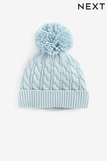 Blue Baby Knitted Pom Hat (0mths-2yrs) (D61167) | £6