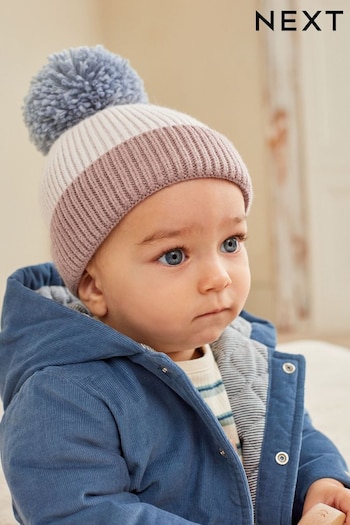 Ecru Cream Baby Knitted Pom Hat (0mths-2yrs) (D61170) | £6