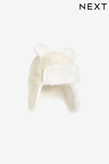 Neutral Corduroy Dark Trapper Hat (0mths-2yrs) (D61174) | £8