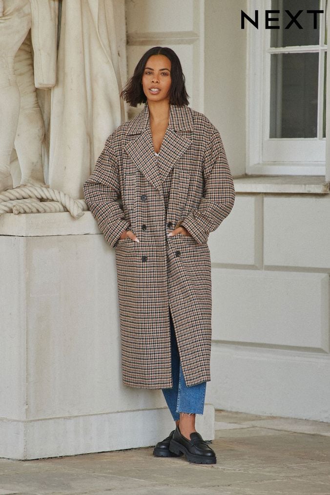 Grey checked hotsell coat womens