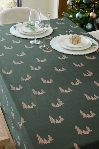 Green Christmas Tree 100% Cotton Wipe Clean Table Cloth (D61282) | £24 - £32