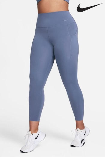 Nike Dark Blue Premium Universa Medium-Support High-Waisted 7/8 Logo Leggings with Pockets (D61329) | £90