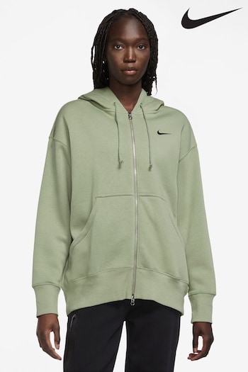 Nike Khaki Green Mini Swoosh Full Zip Hoodie (D61338) | £65