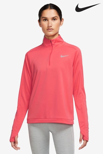 Nike Coral Pink Dri FIT Pacer Half Zip Pullover Top (D61359) | £40