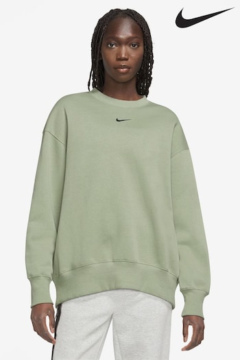 Nike Green Oversized Mini Swoosh Sweatshirt (D61365) | £55