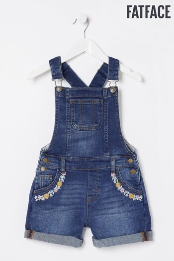 FatFace Blue Embroidered Dungarees (D61407) | £27