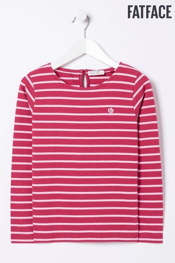 FatFace Pink Breton Stripe T-Shirt (D61445) | £12.50