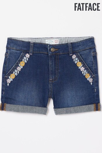 FatFace Blue Floral Embroidered Shorts (D61698) | £20