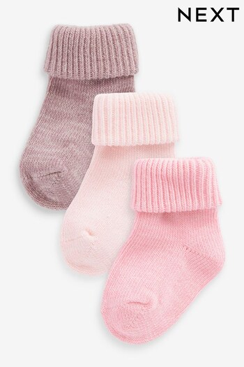 Pink Baby Chunky Knit Socks 3 Packs (0mths-2yrs) (D61720) | £5.50