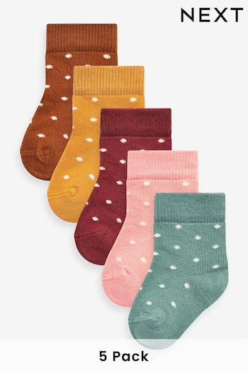 Muted Spot Baby Socks 5 Pack (0mths-2yrs) (D61721) | £6.50