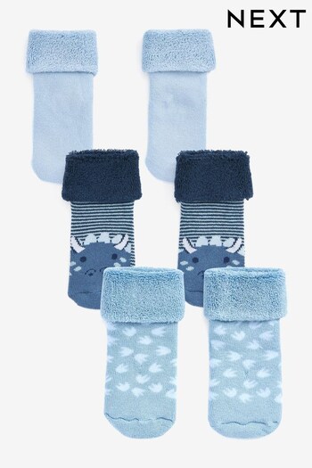 Blue Towelling Socks 3 Pack (0mths-2yrs) (D61761) | £5.50