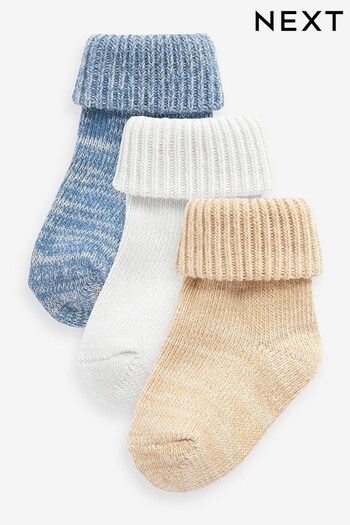 Blue Chunky Knit Baby Socks 3 Pack (0mths-2yrs) (D61767) | £5.50