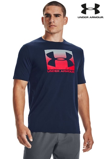 Under Armour Navy Blue/Red Box Logo T-Shirt (D61793) | £25