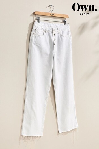 Own. White Button Front Wide Ankle Leg Jeans (D61944) | £65