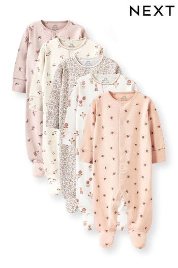 Neutral mock Sleepsuits 5 Pack (0-2yrs) (D61973) | £27 - £29