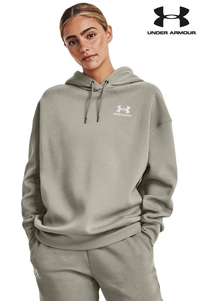 Under Armour Oversized Green Essential Fleece Hoodie (D62126) | £58