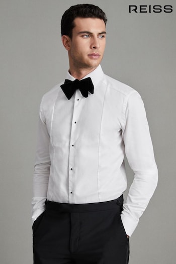 Reiss White Marcel Slim Fit Cotton Marcella Tuxedo Shirt Wear (D62374) | £118