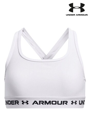 Under Armour justos Crossback Mid Solid Sports White Bra (D62433) | £17