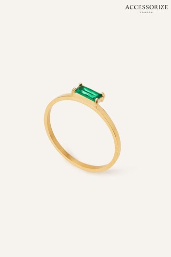 Accessorize Green Stainless Steel Statement Gem Ring (D62445) | £22