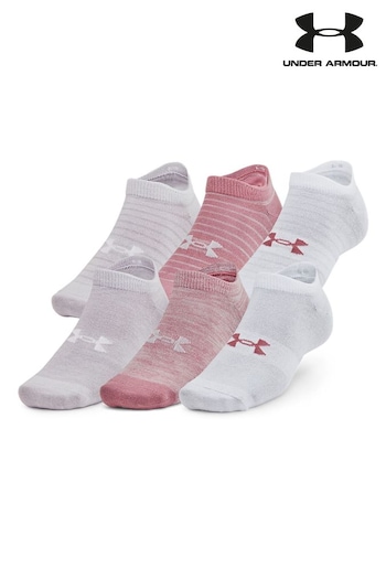 Under Armour Pink Under Armour Essential No Show Socks 6 Pack (D62557) | £18