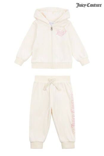 Juicy Couture Baby Pink Velour Zip Through Hoodie And Jogger Set (D62805) | £60