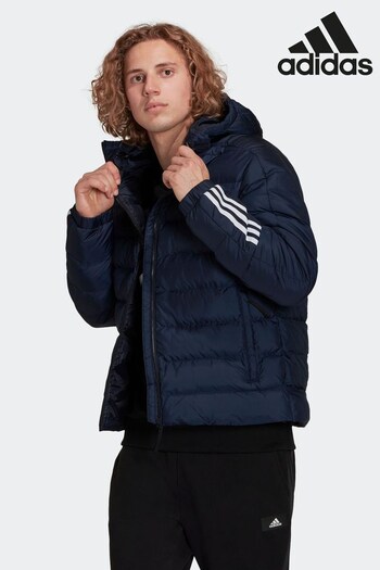 adidas Navy Cashmere Sportswear Itavic 3-Stripes Midweight Hooded Jacket (D62861) | £110