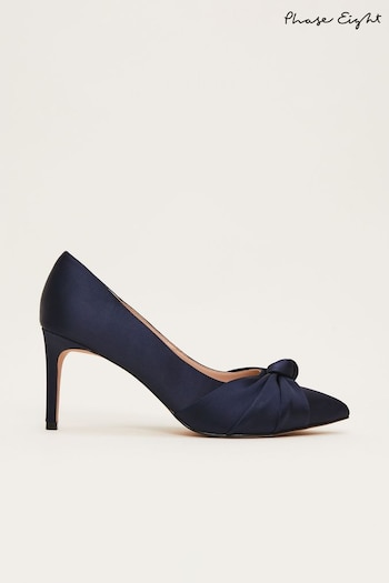 Phase Eight Blue Satin Knot Front Court vraiment Shoes (D62949) | £99