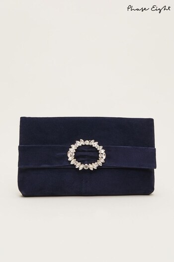 Phase Eight Blue Embellished Slim Clutch Bag (D62953) | £75