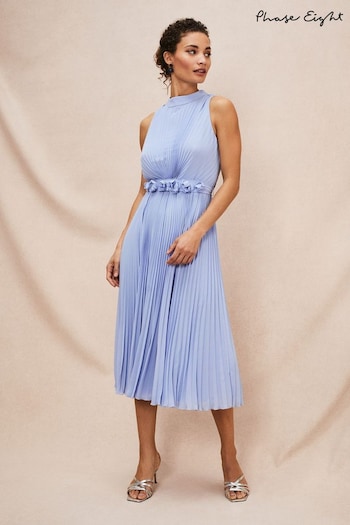 Phase Eight Blue Simara Pleat Dress (D62959) | £179