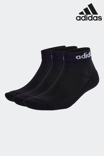 adidas Black Adult Linear Ankle Cushioned Socks 3 Pairs (D63433) | £8