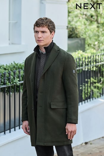 Green Wool Rich Twill Epsom Coat (D63494) | £129