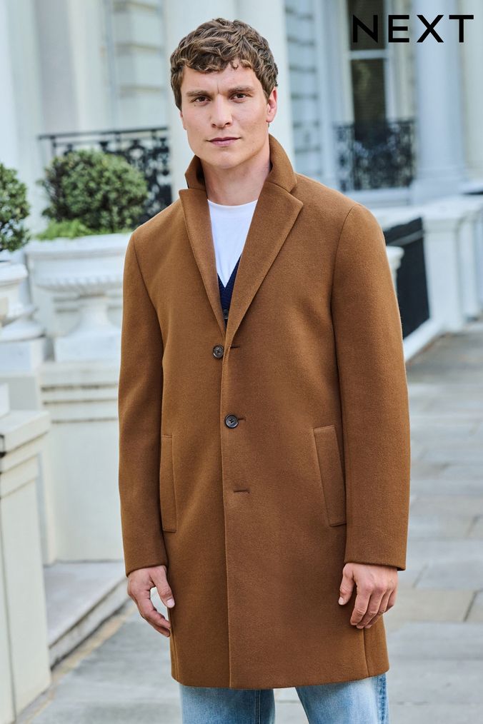 Tan wool hotsell overcoat mens