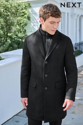 Black Wool Rich Twill Epsom Coat (D63517) | £129