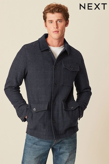 Navy Blue Check Three Pocket Coat (D63519) | £99