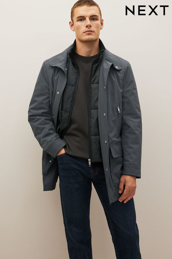 Grey best sale raincoat mens