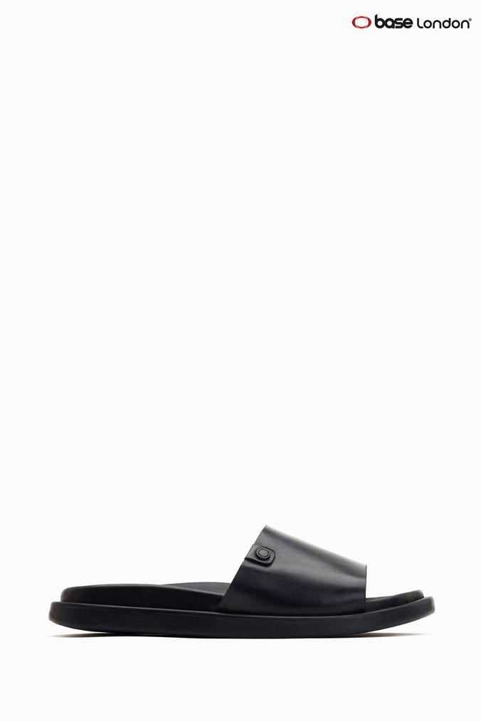Buy Men s Sliders Plain Black Regular Online Next UK