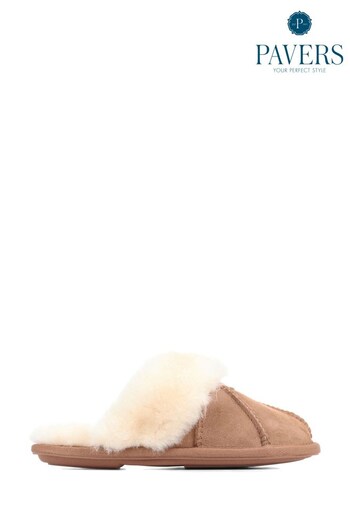 Pavers Sheepskin Brown Mule Slippers (D63659) | £40